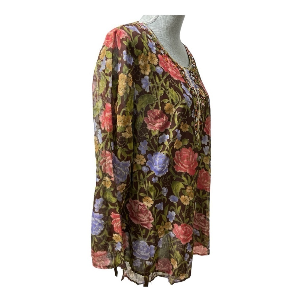 New York City Design Co
100% Silk Floral Button Up
Tunic Top Women size 1X - Picture 3 of 11